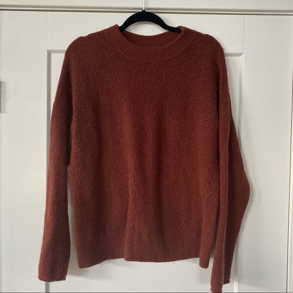 Point Sur Button Back Waffle Sweater In Rust - Picture 2 of 4